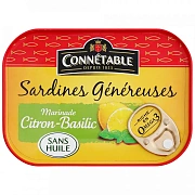Сардины Connetable Genereuse в маринаде с лимоном и базиликом, 140г