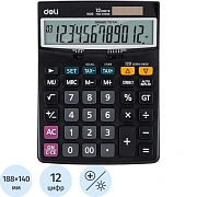 Калькулятор настольный ПОЛНОРАЗМ. Deli E1630, 12-р, дв.пит,188x140мм,черн