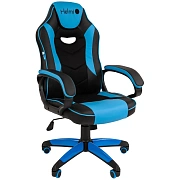 Кресло игровое Helmi HL-S16 'Pilot', экокожа, черная/синяя, механизм качания