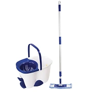 Швабра с отжимом и ведром 18л/8л, центрифуга, отжим педалью, 2 флаундера/насадки круглый и прямоугол
