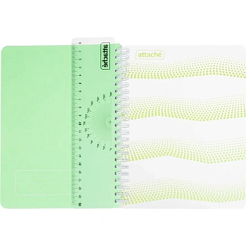 Бизнес-тетрадь WAVES А5 100л. ATTACHE клет,спир,пласт,заклад,цв.зеленый