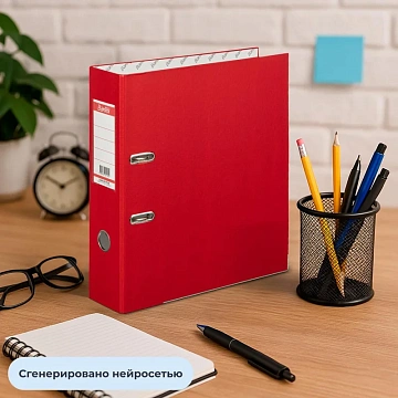 Папка-регистратор ECONOMYPLUS 80мм,красн,ПБП1,карм.ко,мет.уг