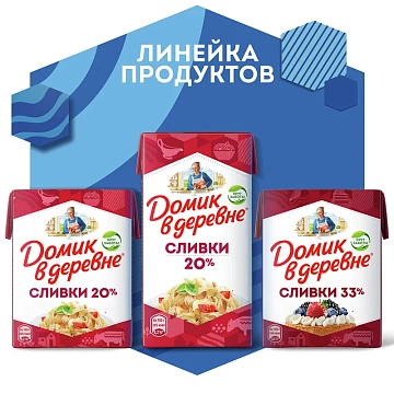 Сливки Домик В Деревне 10%, 200г, стерилизованные