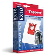 Мешок для пылесоса (пылесборник) синтетический TOPPERR EX10, ELECTROLUX, PHILIPS, КОМПЛЕКТ 4 шт., 14