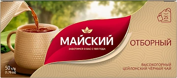 Чай Майский Отборный, черный, 25 пакетиков