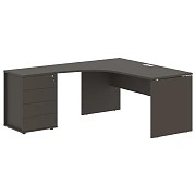Стол эргономичный с тумбой EDCET 1518(L) Мокко/Белый 1560х1880х750 EDIS