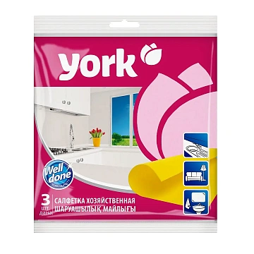 Салфетка хозяйственная York 35х35см, вискоза, 3шт/уп