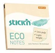 Cамоклеящийся блок Stick`n ECO 21745, 76x76 100л пастель желтый