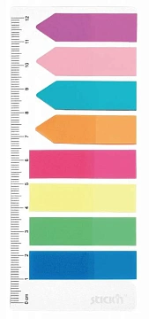 Клейкие закладки пластиковые Stick'n 45х12мм, 8цветов по 25 листов, неоновые