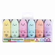 Набор текстовыделителей мини 6 ЦВЕТОВ BRAUBERG KIDS 'CUTE CATS PASTEL', линия 1-5 мм, 152436