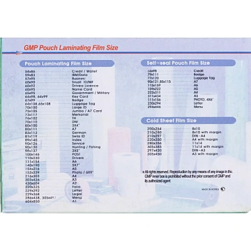 Пленка для ламинирования GMP А8 52х84мм, 80мкм, самокл.100шт/уп