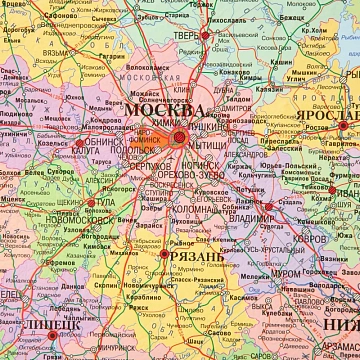 Карта настенная РФ политико-административная 1:3,7млн., 2,33х1,58м