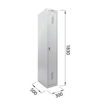 Шкаф металлический для одежды BRABIX 'LK 11-30', УСИЛЕННЫЙ, 1 секция, 1830х300х500 мм,18 кг, 291127,