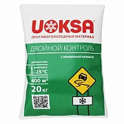 Реагент противогололёдный 20 кг UOKSA 'Двойной Контроль', до -25°C, хлорид кальция + соли + мраморна