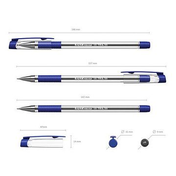 Ручка шариковая масляная с грипом ERICH KRAUSE 'Ultra-30', СИНЯЯ, корпус прозрачный, узел 0,7 мм, ли