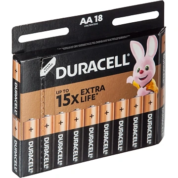 Батарейка Duracell AA LR06, 1.5В, алкалиновая, 18шт/уп