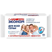 Салфетки влажные Эконом Smart 100 для всей семьи антибак эффект 100шт/уп