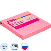 Стикеры Attache с клеевым краем 76х76, неон, розовый 100л
