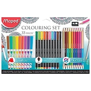 Набор для творчества MAPED 'Colouring Set', 10 фломастеров, 10 капиллярных ручек, 12 двусторонних цветных карандашей, точилка, 897417