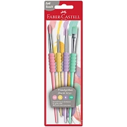 Набор кистей Faber-Castell 4шт., круглые № 12, 4, 8, плоская №10, пастел. цвета., блистер, европодве