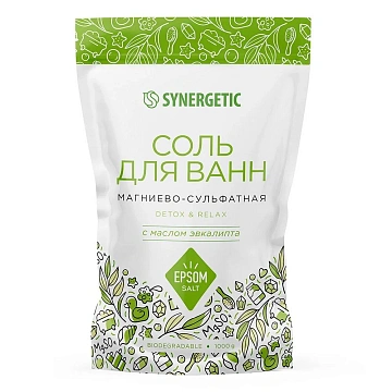 Соль Synergetic для ванн магниево-сульфатная эвкалипт, 1кг