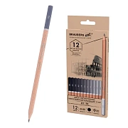 Карандаши художественные чернографитные 4H-8B, НАБОР 12 штук, BRAUBERG ART 'CLASSIC', 181542