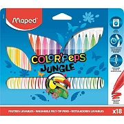 Фломастеры 18цв. MAPED JUNGLE смываемые, в картоне