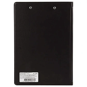 Папка-планшет МАЛЫЙ ФОРМАТ (180х255 мм) А5, BRAUBERG, с прижимом и крышкой, картон/ПВХ, черная, 2279
