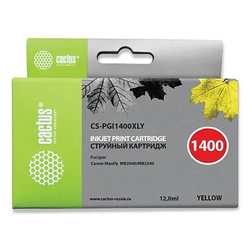 Картридж струйный CACTUS (CS-PGI1400XLY) для CANON МВ2040/МВ2340, желтый