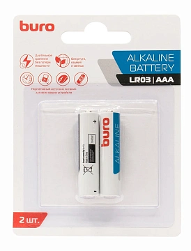 Батарейка Buro Alkaline AAA LR03, 2шт/уп