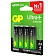 Батарейка Gp Ultra Plus AA LR06, 1.5В, алкалиновая, 4шт/уп
