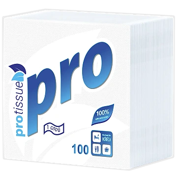 Салфетки сервировочные Protissue C184, 24х24см, белые, 1 слой, 100шт