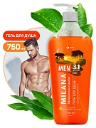 Гель для душа Grass Milana Men Африканская саванна, 750мл, с маслом виноградной косточки