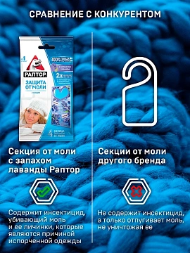 Средство от насекомых РАПТОР Секция/карт. подвеска от моли лаванда, 2 шт/уп
