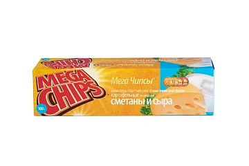 Чипсы-пластины Mega Chips картофельные со сметаной и сыром, 100г