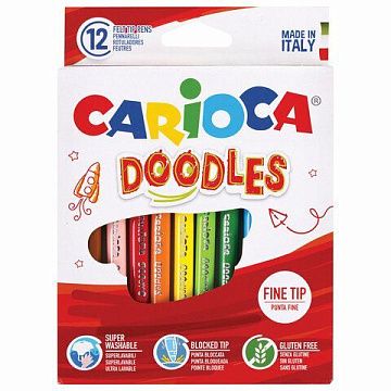 Фломастеры CARIOCA (Италия) 'Doodles', 12 цветов, суперсмываемые, 42314