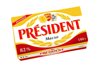 Масло сливочное President кислосливочное 82%, 180г