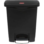 Контейнер для мусора с педалью Rubbermaid Step-On 30л, металлик/черный, с внутренним ведром на два деления, 1901987