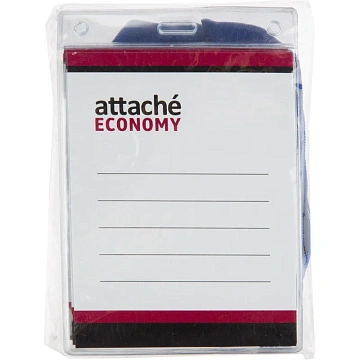 Бейдж Attache Economy 90x60 150мкм,шнурок 45см син, вкладыш 5шт/уп