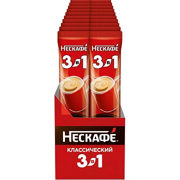 Кофе Nescafe 3 в 1 классический раств., шоу-бокс, 20штx14,5г