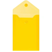 Папка-конверт на кнопке СТАММ А6 (105*148мм), 150мкм, пластик, прозрачная, желтая