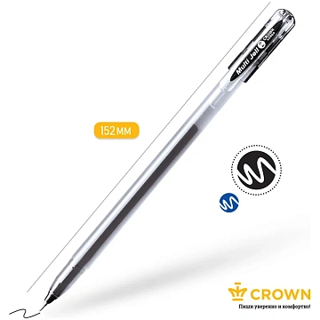 Ручка гелевая Crown 'Multi Jell' черная, 0,4мм, игольчатый стержень