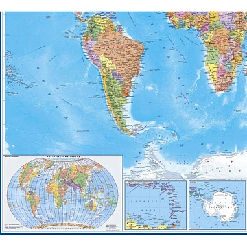 Карта настенная Мир политическая 1:22млн.,1,58х1,18м