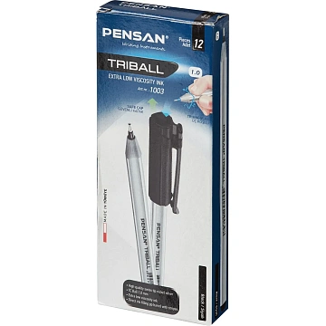 Ручка шариковая неавтомат. PENSAN TRIBALL -черная-1,0мм