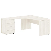 Стол эргономичный с тумбой EDCET 1518(L) Ясень Траун/Белый 1560х1880х750 EDIS