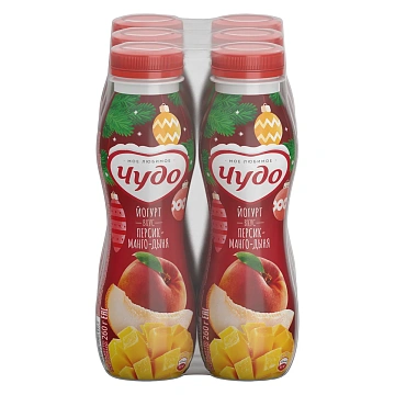 Йогурт питьевой Чудо персик-манго-дыня 1.9%, 260г