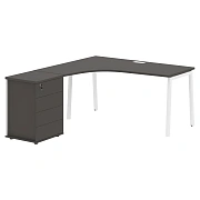 Стол эргономичный с тумбой ELCET 1518(L) Мокко/Белый 1560х1880х750 EDIS