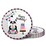 Тарелка одноразовая Fiolento Панда бумажная разноцветная 18см, 6шт