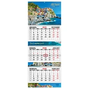 Календарь квартальный 2026 г., 3 блока, 3 гребня, бегунок, мелованная бумага, BRAUBERG EXTRA, 'Бухта