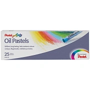 Пастель масляная художественная PENTEL 'Oil Pastels', 25 цветов, круглое сечение, картонная упаковка